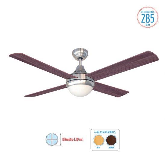 Ventilador de Techo con Luz LILIANA 80W Silver-Negro Aspas de  Madera-(VTHM415)-92652 - Previsora del Paraná