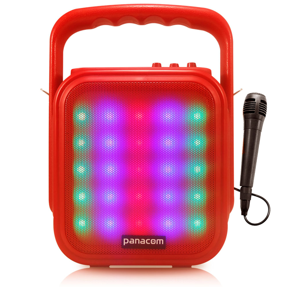 Parlante PANACOM Bluetooth Portatil. Luces Led. USB FM. Luces Azul ...