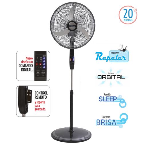 Ventilador de Pie 20" LILIANA 90W Aspas Metalicas. Control Remoto. Timer. Comando Digital-(VPD20R)-96304