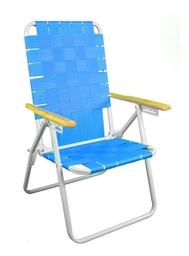 Reposera DESCANSAR Plegable con Cintas Caño 7/8 Apoyabrazo Madera 5 Posiciones-(1020001)-96326
