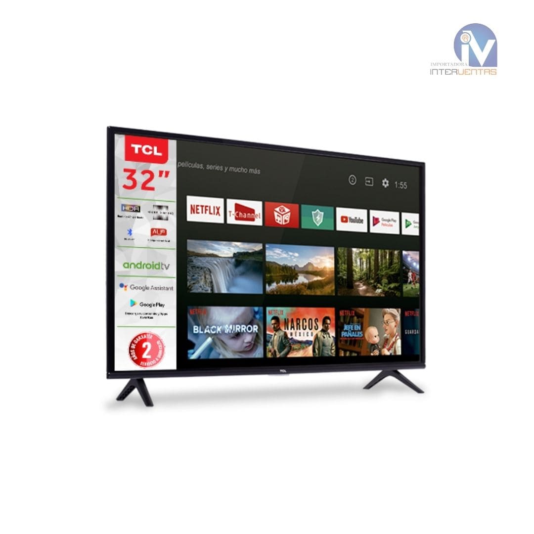 SMART TV TCL 32S60A 32  HD (1366X768) LED HDR ANDROID GOOGLE TV DISEÑO  FRAMELESS BORDES DELGADOS MANDO DE VOZ