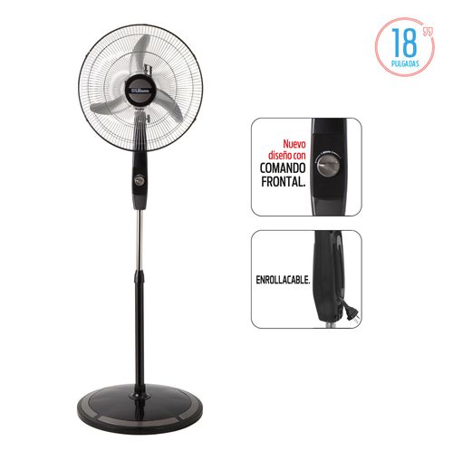 Ventilador de Pie 18" LILIANA 75W Aspas Metálicas Parrilla Cromada. Timer. Comando Frontal-(VPC18M)-95733
