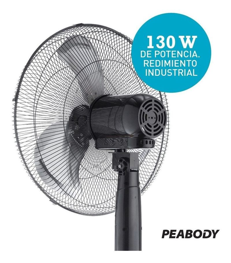 Ventilador De Pie 20" PEABODY 130W Metalico. Timer Programable. Display ...