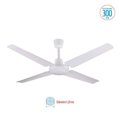 Ventilador de Techo LILIANA sin Luz. 65W Blanco. 250rpm Aspas de Chapa-(VTHB104)-92651
