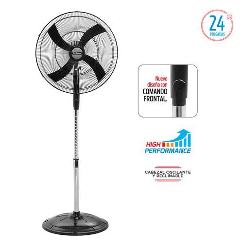 Ventilador de Pie 24" LILIANA 120W Parrilla metalica negra - 4 Aspas negras-(VPHP2416)-82476