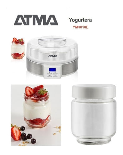 Yogurtera ATMA Pantalla con LCD con Timer Digital Incluye 7 Francos y con Recetario-(YM3010P)-98198