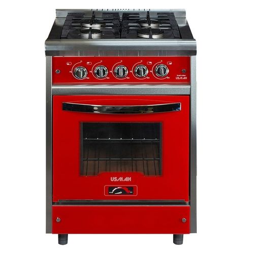 Cocina USMAN 55cm Red Wine 550 Laterales en Acero inoxidable. Frente Rojo - (8550)-97506