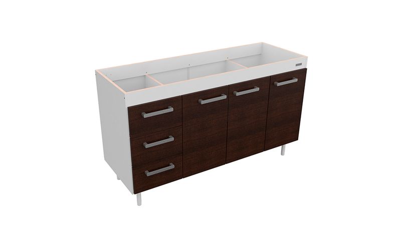 Bajo Mesada Sin Bacha Mueble Cocina Mosconi Express 1.40 Mts Blanco frente  Carvalho Mezzo