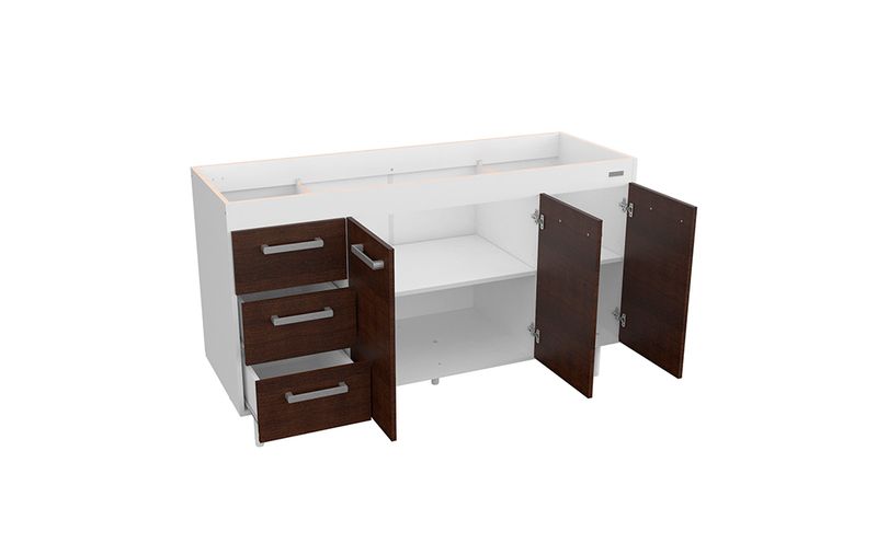 Bajo Mesada Sin Bacha Mueble Cocina Mosconi Express 1.40 Mts Blanco frente  Carvalho Mezzo