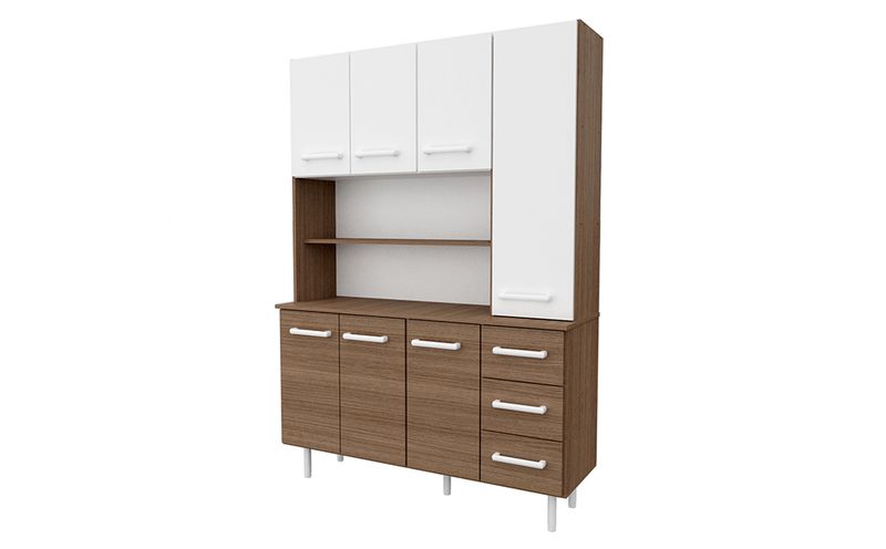 Bajo Mesada Sin Bacha Mueble Cocina Mosconi Express 1.20 Mts Blanco frente  Carvalho Mezzo