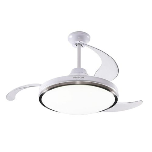 Ventilador de Techo PEABODY 100W Blanco con Luz Led Paletas retractiles invisibles - (PE-VTRA420B) - 996117
