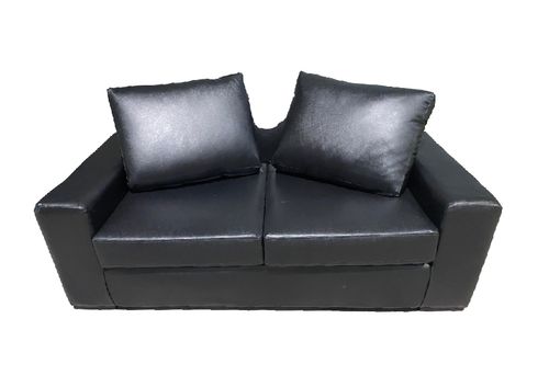 Sillon 2 Cuerpos INDIGO 1.8x0.68x1mts Patas Metalicas altas Eco Cuero Negro - (DYLAN ECO CUERO) - 996800