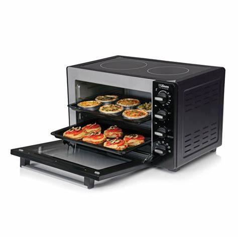 Horno Eléctrico LILIANA 45Lts Elcectrocuccine 3000W con 2 Anafes Vitroceramicos - (AO145V) - 98096