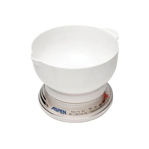 Balanza de Cocina ASPEN Mecanica 2kg Blanco. Bowl Plastico - (KCI) - 2541