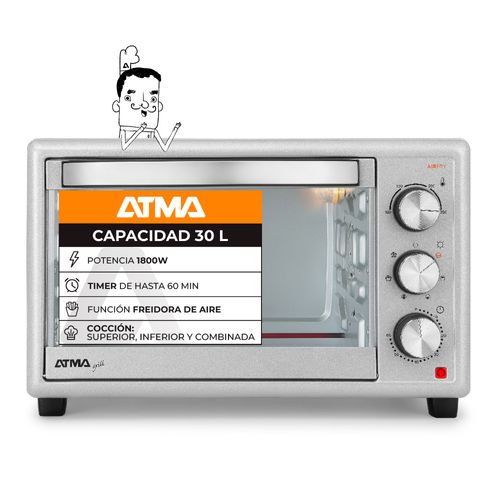 Horno Eléctrico ATMA 30lts Grill Con Freidora de Aire 1500W - (HGFA3023PI) - 998653