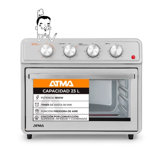 Horno Eléctrico ATMA 23Lts Grill con Freidora de Aire 1800W - (HGFA2323PI) - 998652