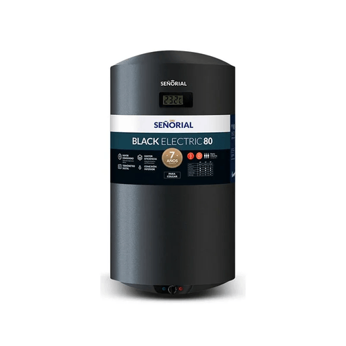 Termotanque Electrico SEÑORIAL 60Lts TSBE-80 de Colgar Conexion Superior Negro (330094) - 1000605