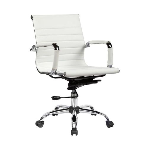 Sillon LAURY Preston Oficina Respaldo Bajo Blanco Tapizado (15724) -999085