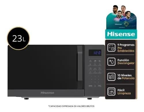 Microondas HISENSE 23Lts Digital Black 900W (H25MOBS8HG) -1000992
