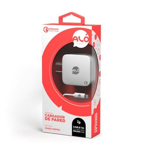 Cargador para Celular de Pared ALO Turbo Blanco Cable Spring Micro (5582) -996387
