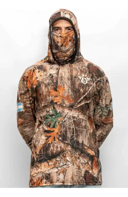 Remera Tecnica 3XL Selva Poliester Hidrowick  Capucha y Tapaboca Proteccion UV - SMARTBEE (SB-3XL-SE)