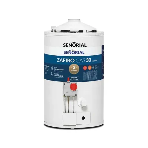 Termotanque a Gas 30 Lts Multigas Zafiro Conexion Superior Inferior Alta Recuperacion - SEÑORIAL (TSZ-30 - 330000) 1001126