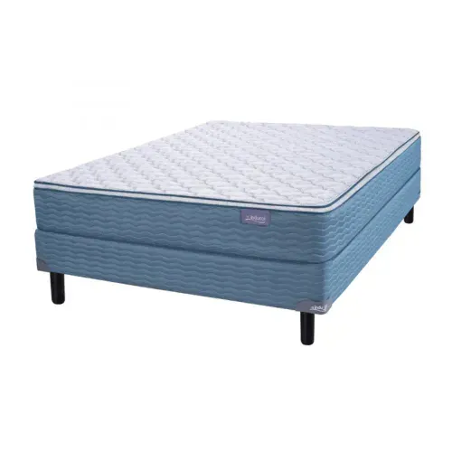 Conjunto April INDUCOL Azul Colchon+Sommier 140x190x25+2 Almohadas Fibra Vivencia Nativa (57904.41+87604.41+92790) -1001279