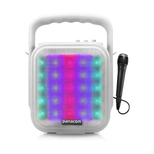 Parlante Bluetooth PANACOM Portatil. USB. FM. Luces Blanco-(SP3052CM)-97496