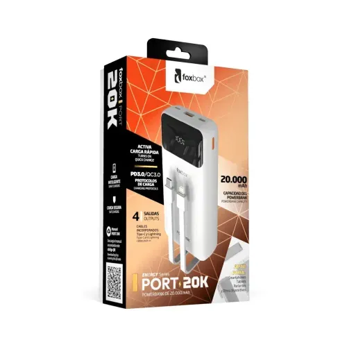Cargador Power Bank Energy Port 20K Negro - FOXBOX (8522) - 1002589