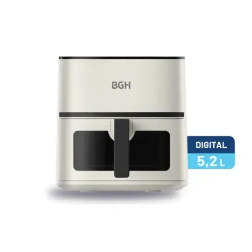 Freidora de Aire 5,2Lts 1400W con Ventana 10 Funciones Digital Blanca BAF52G24 de BGH - 1002597