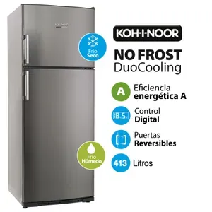 Heladera No Frost 413Lts DuoCooling Control Digital Color Acero - KOH-I-NOOR (KHDA 41D/8)   1003312