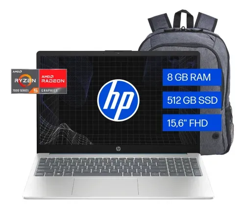 Notebook Ryzen 5 8GB SSD 512GB 15,6 Windows 11 + Mochila HP Prelude Pro 15.6 - HP (B9TP2LA)  1003203