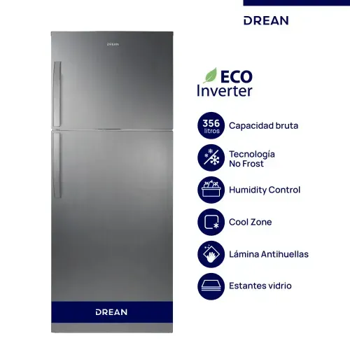 Heladera No Frost con Freezer 356Lts Color INOX - DREAN (RZN356FXARX0) 1003603