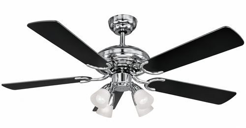 Ventilador de Techo LILIANA con Luz 80W Silver-Negro. 5 Vel. 285rpm Aspas de Madera Control Remoto-(VTHM415R)-92650